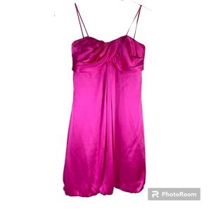 Cache vintage pink silk bubble hem mini party dress
